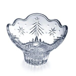 Celebrations by Mikasa Christmas Night Bowl Crystal Glass Footed 6" Candy Bowl